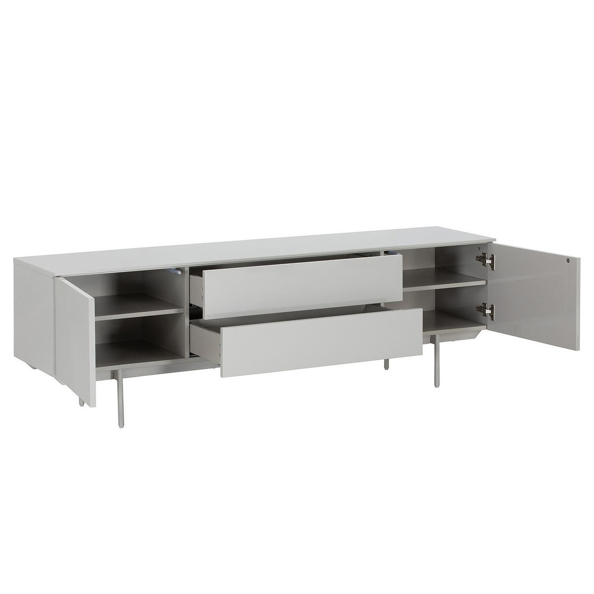 TV-LOWBOARD - Hellgrau - Hellgrau, Holzwerkstoff/Metall (180/55/42cm) - home24