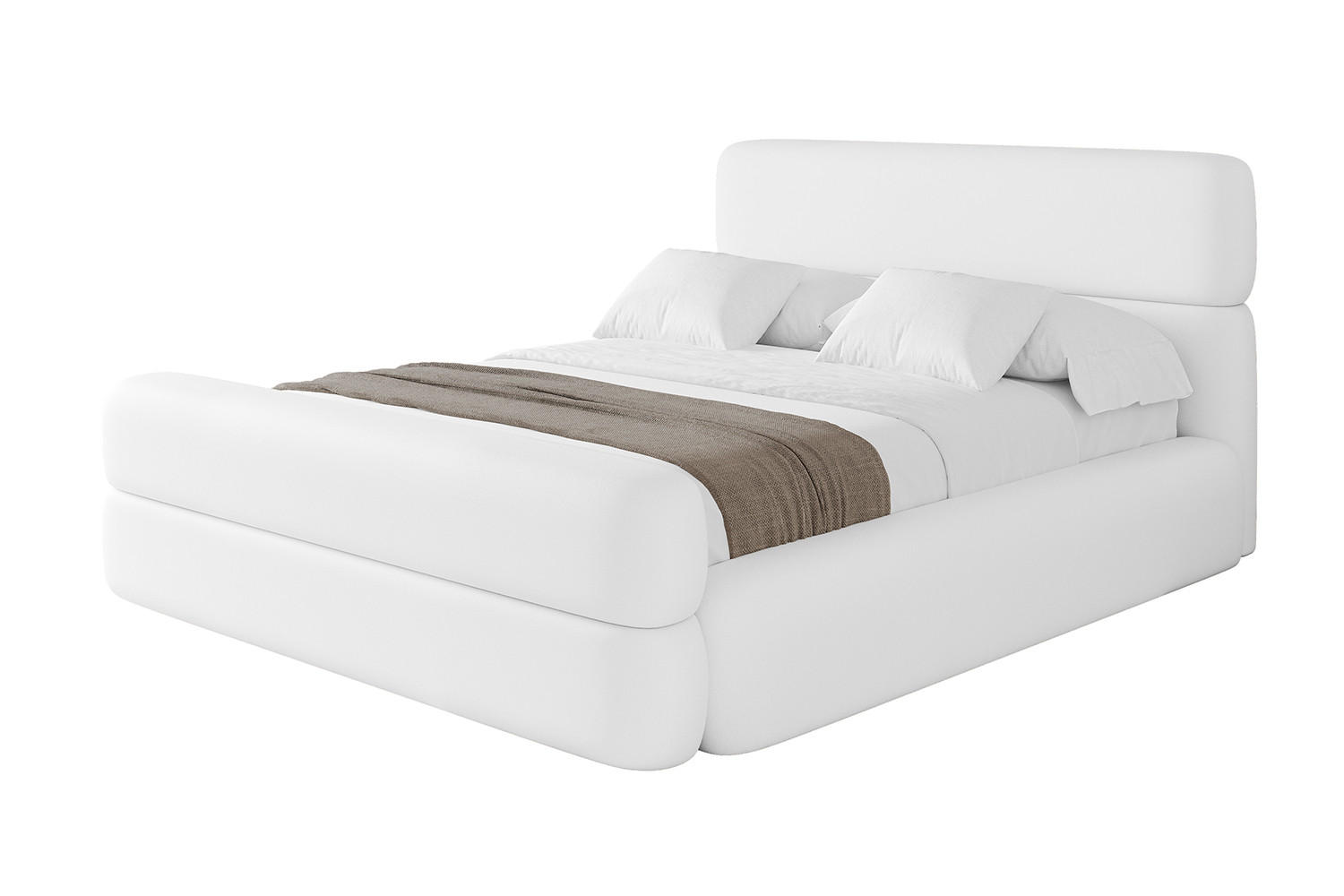 POLSTERBETT mit Bettkasten, Fußteil und Lattenrost, Boxbett mit Matratze H3/H4 - ENORA-Z 180x200 Weiß Kunstleder - Weiß Hochglanz, Holzwerkstoff/Textil (180/200cm) - ALTDECOR
