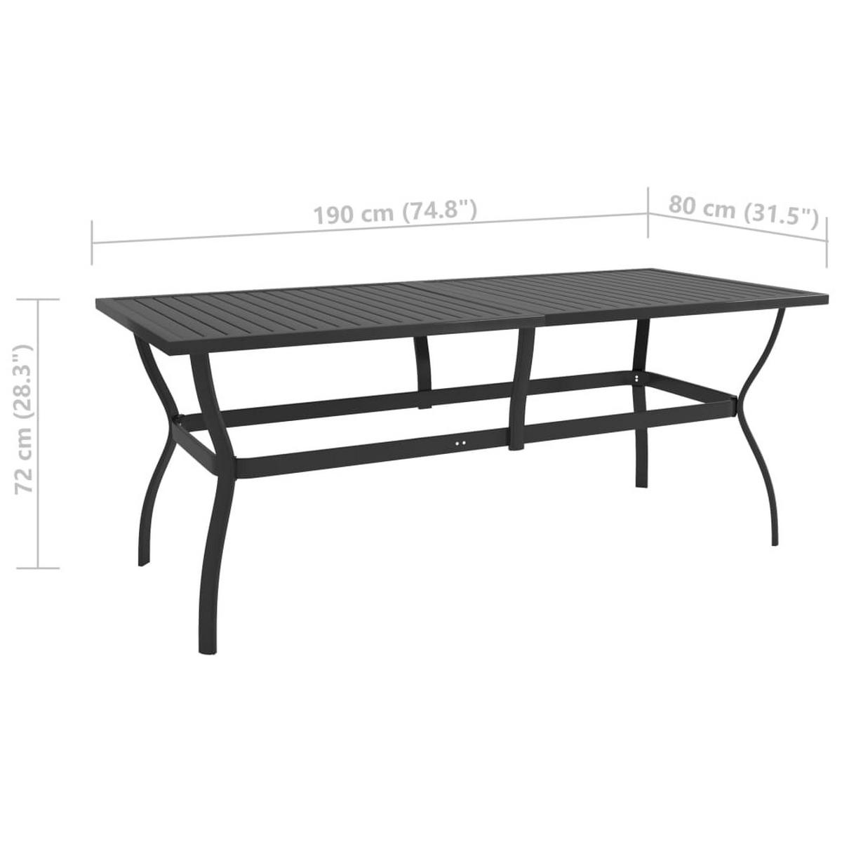 GARTENTISCH Tommi Anthrazit 190x80x72 cm Stahl - Anthrazit, Metall (190/80/72cm) - DELUKE