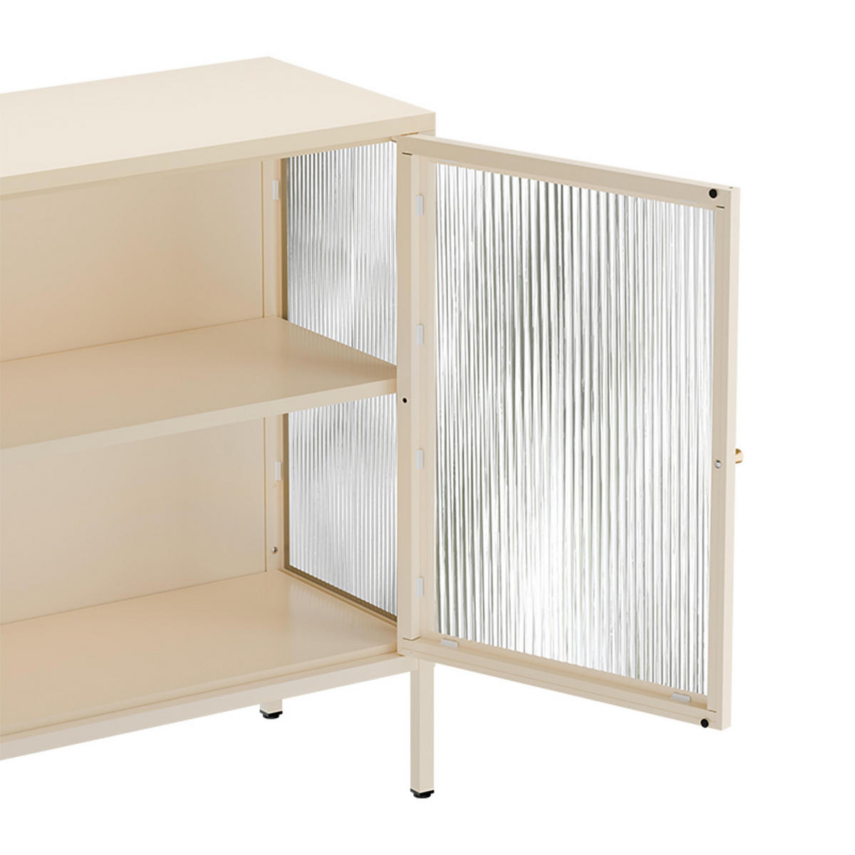 SIDEBOARD 140 cm, Ekru - Weiß, Metall (35/80/140cm) - Oviala