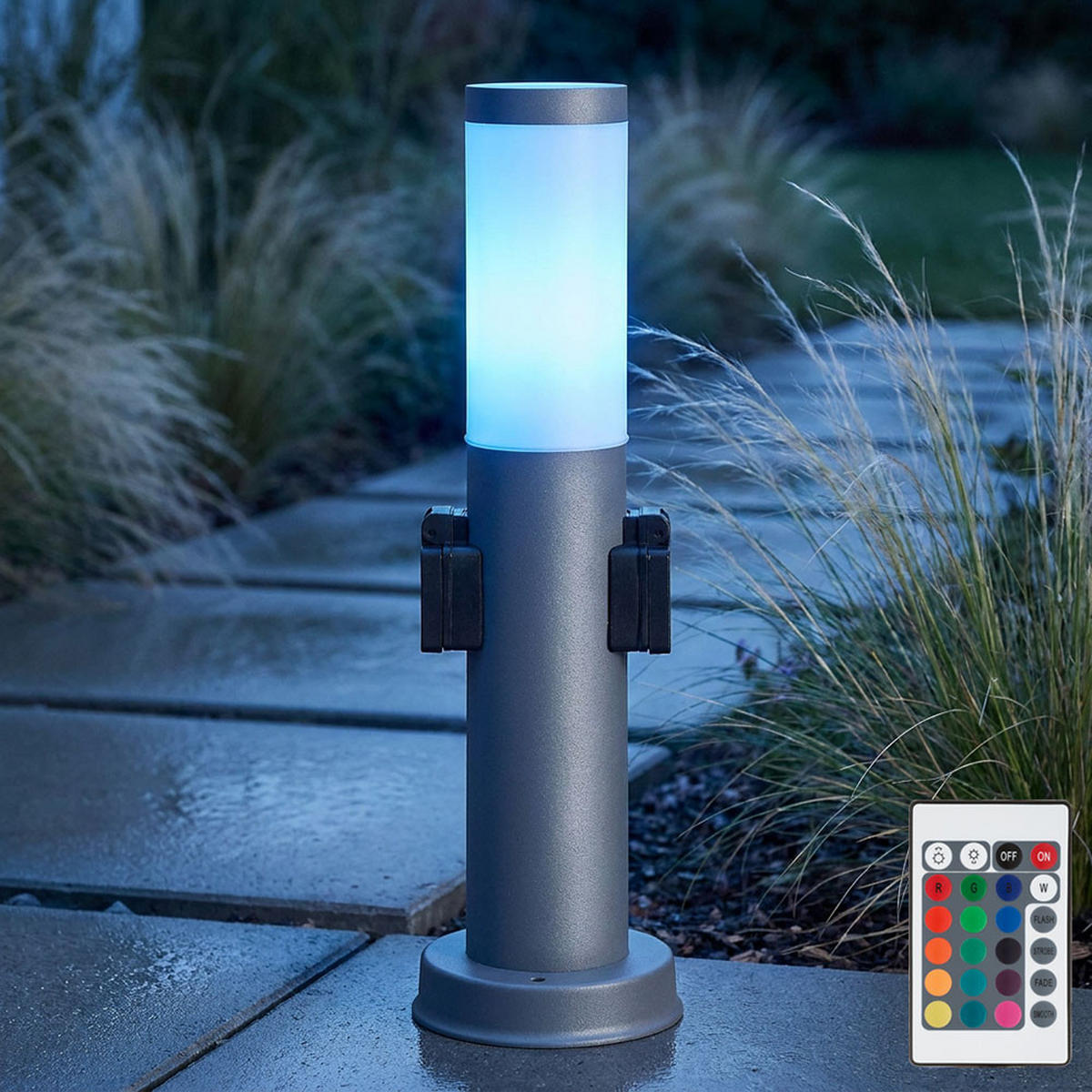 LED AUSSENLEUCHTE Edelstahl Anthrazit - Anthrazit, Kunststoff (12.7/12.7/45cm) - Globo Lighting
