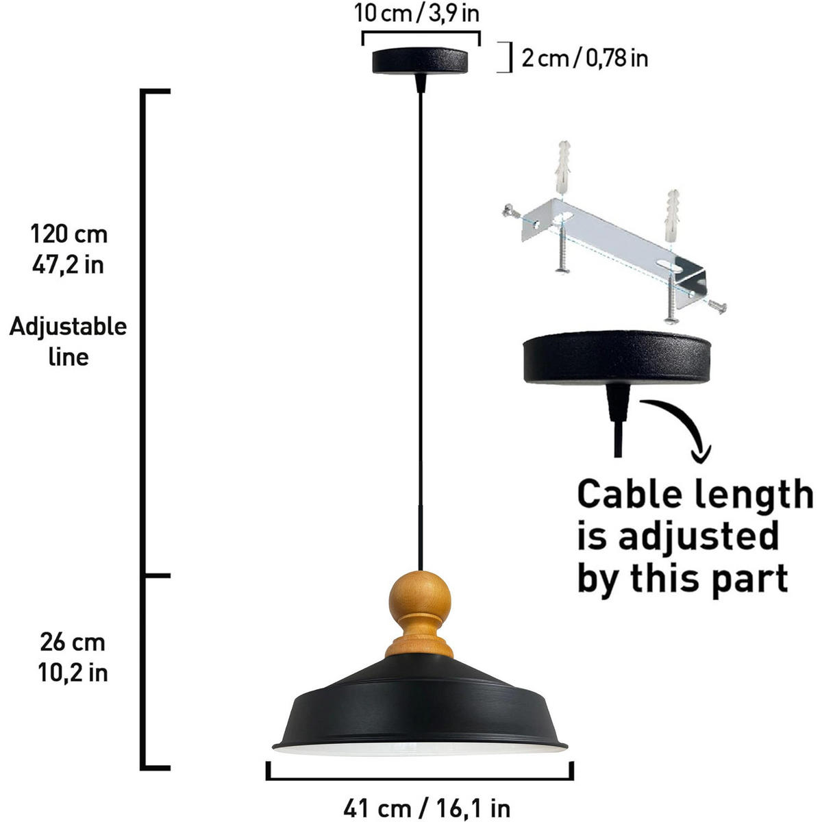 PENDELLEUCHTE Belora - Schwarz, Metall (40/40/26cm) - Bamyum