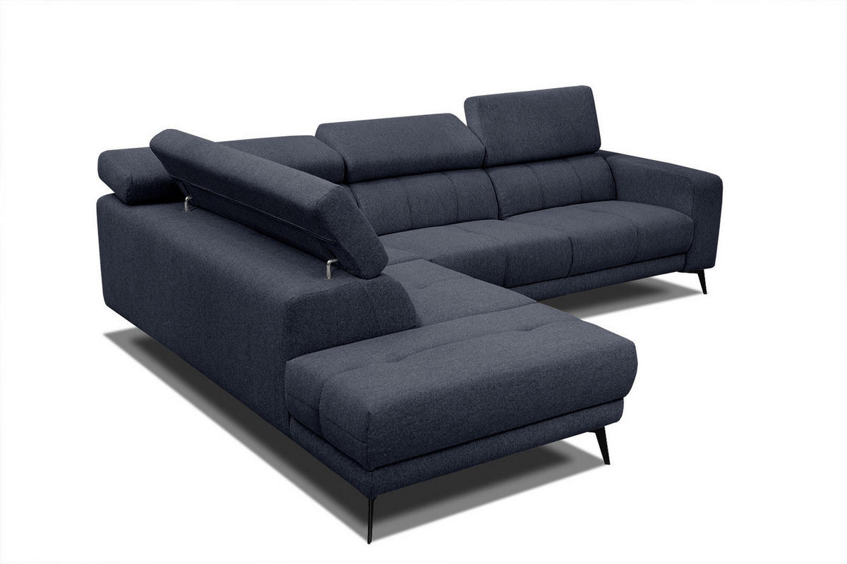 ECKSOFA MORELLO 5-Sitzer, dunkelblau - Schwarz/Dunkelblau, Holzwerkstoff/Textil (158/269cm) - Courtois Laville