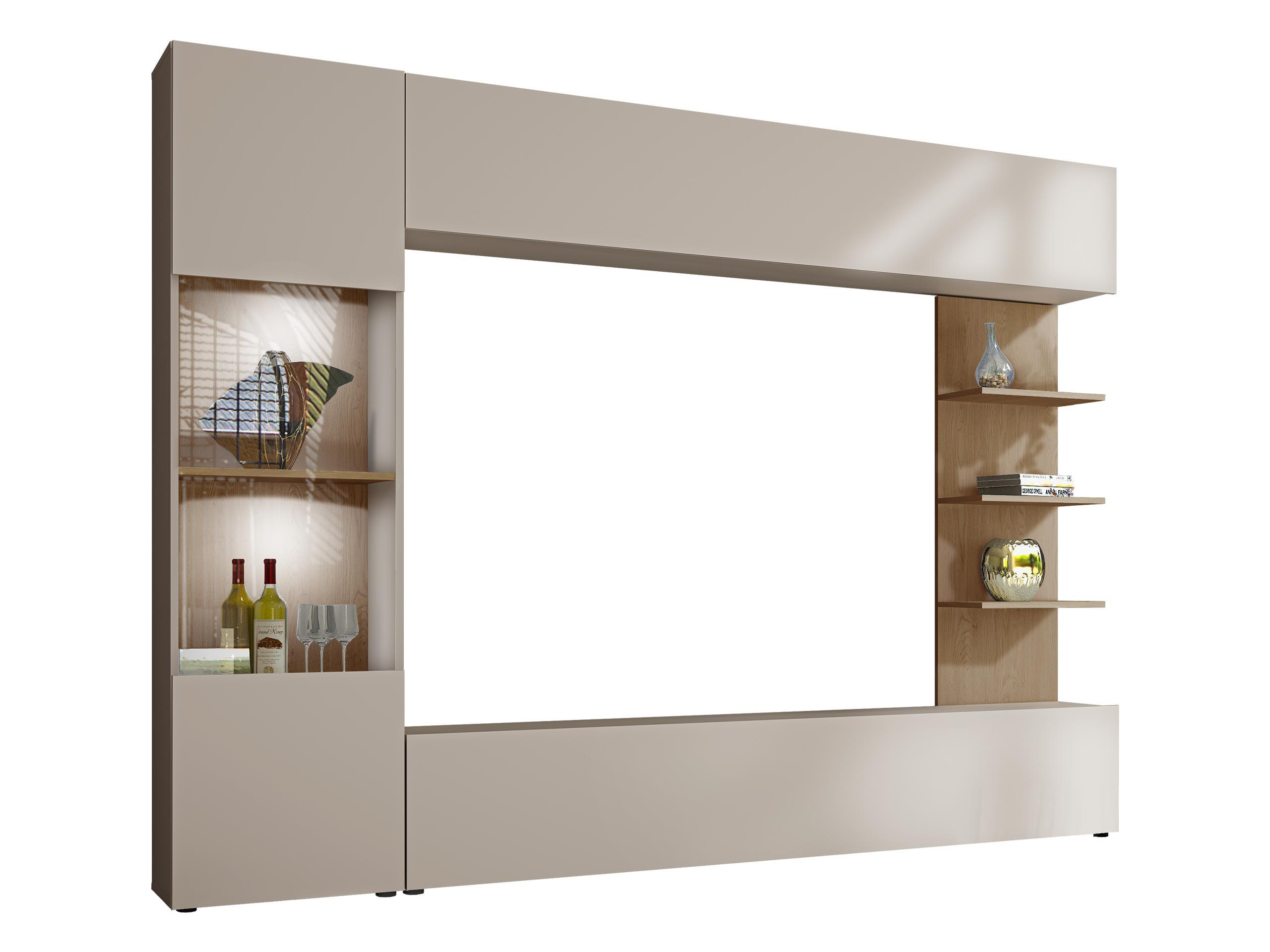 WOHNWAND Lazando, mit weißer LED Beleuchtung - Kaschmir, Holzwerkstoff (250/187/30cm) - MIRJAN24