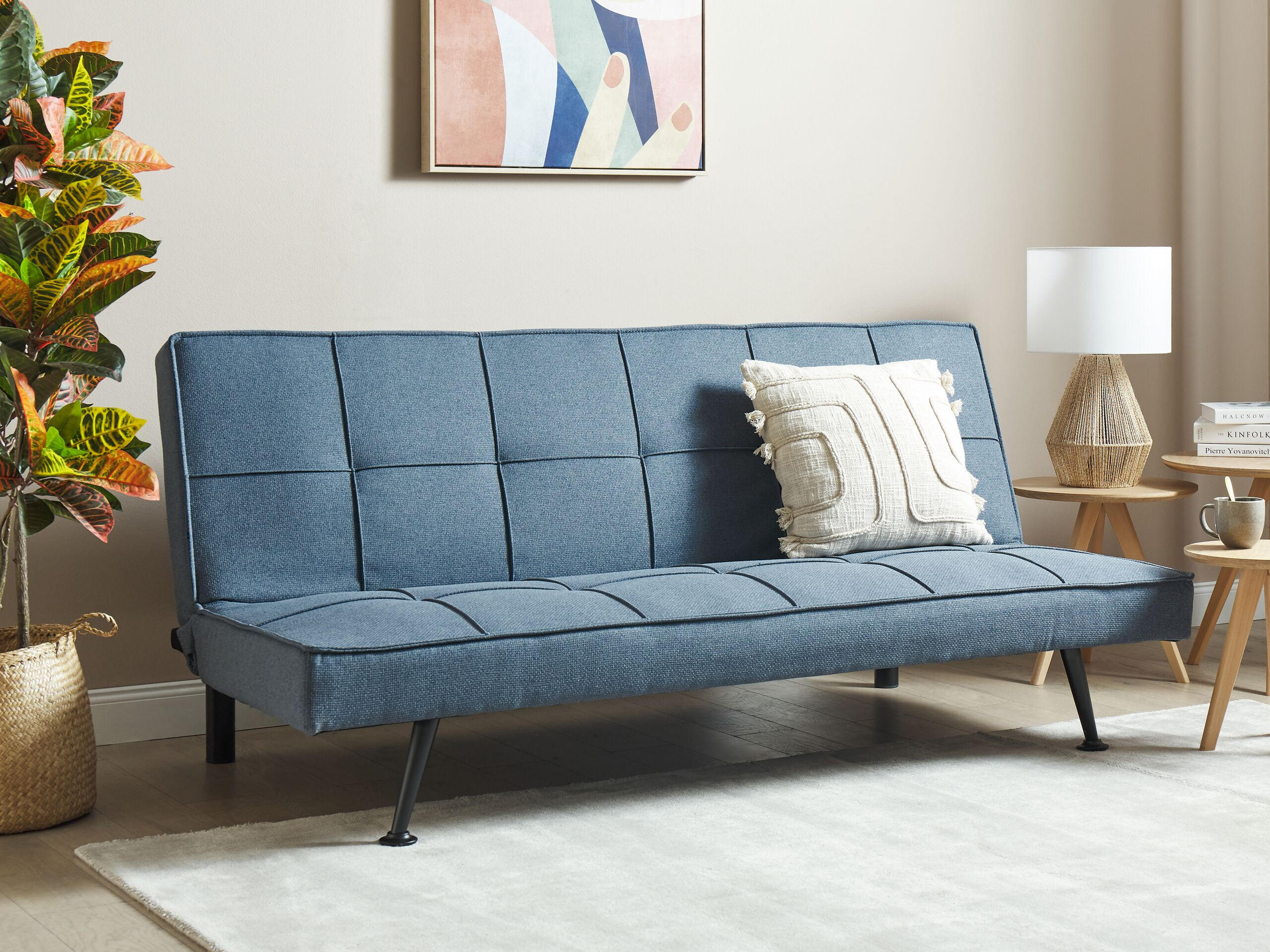 3-SITZER-SCHLAFSOFA blau Hasle - Blau/Schwarz, Textil (168/77/88cm) - Beliani