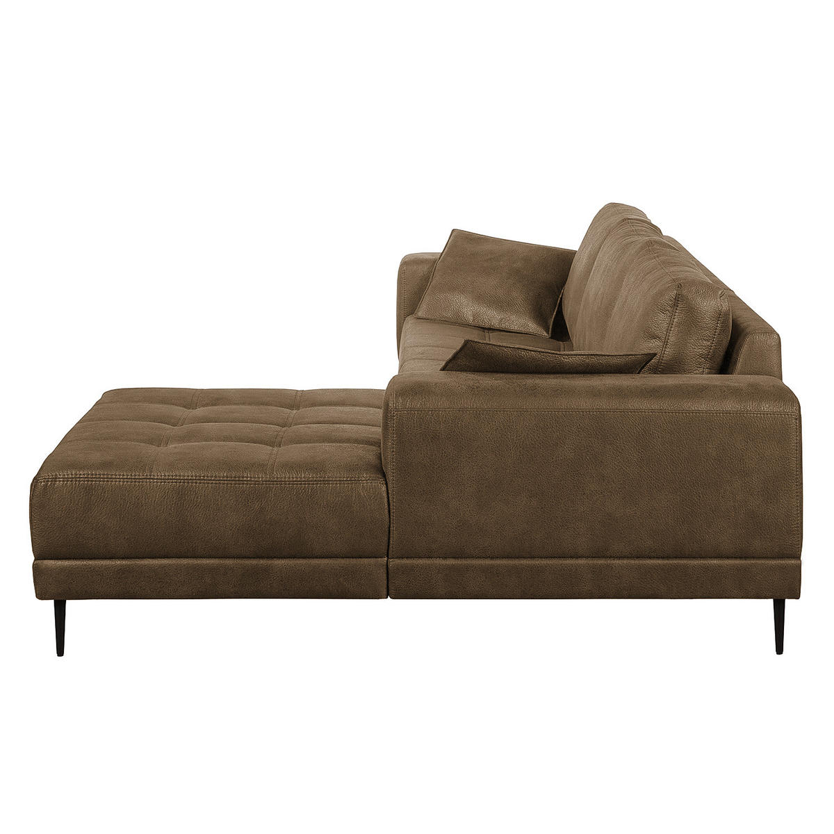 ECKSOFA mit Ottomane - Antiklederlook - Cappuccino, Textil (282/167cm) - home24