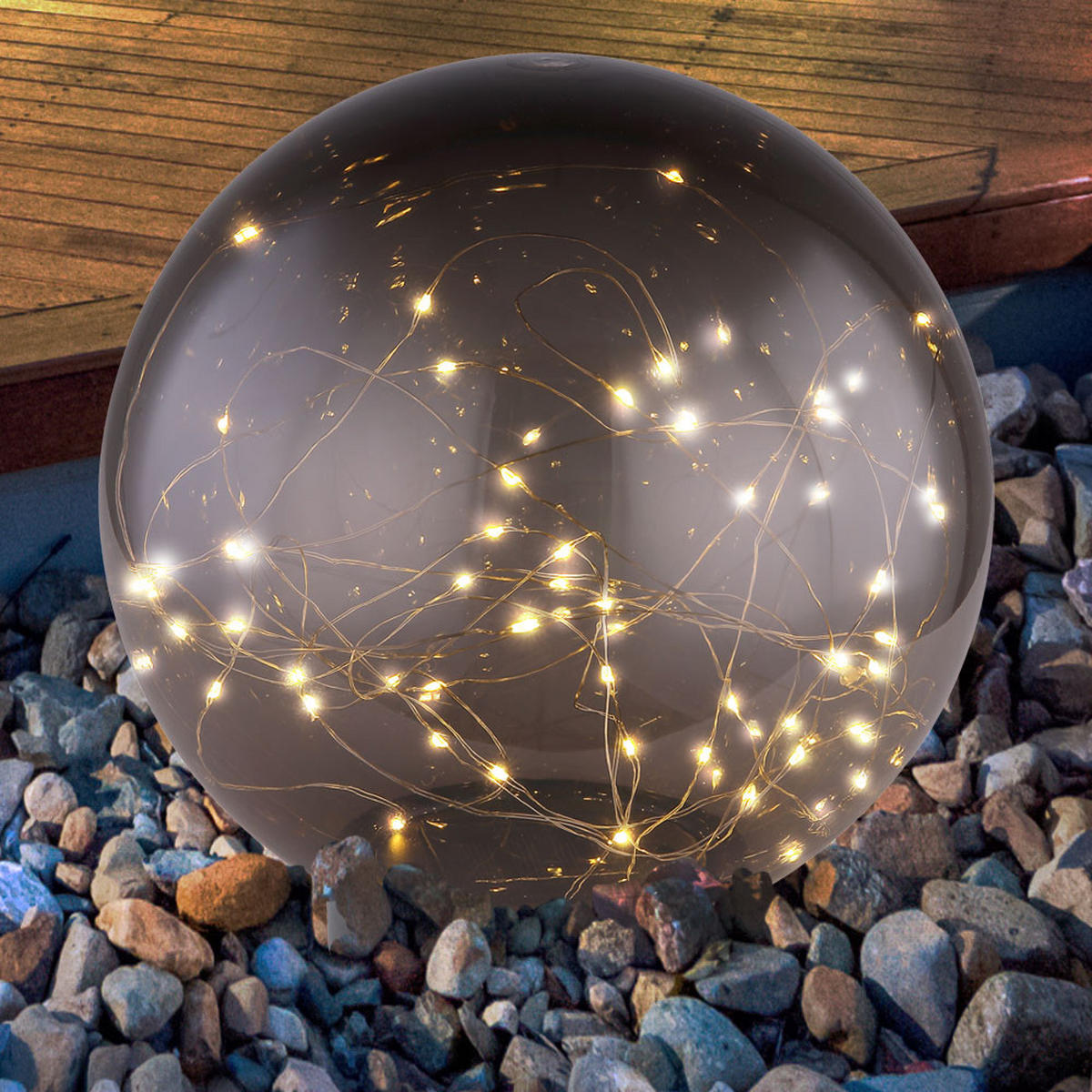 LED AUSSENLEUCHTE Solarlampe Grau Rauchoptik - Grau, Kunststoff (20/20/30cm) - Globo Lighting