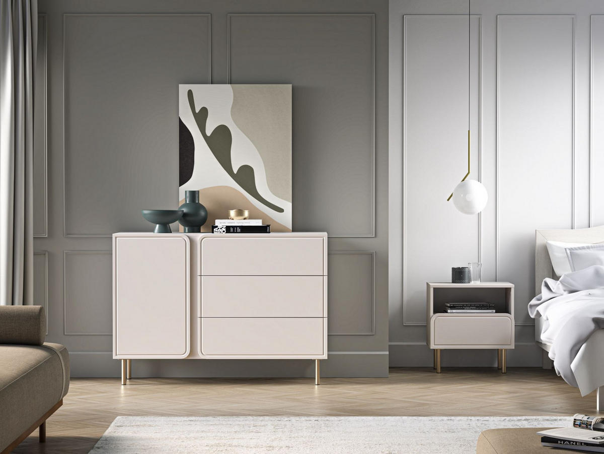 SIDEBOARD Loppa Kaschmirbeige 120 cm - Beige/Goldfarben, Holzwerkstoff/Metall (120/85/40cm) - Selsey