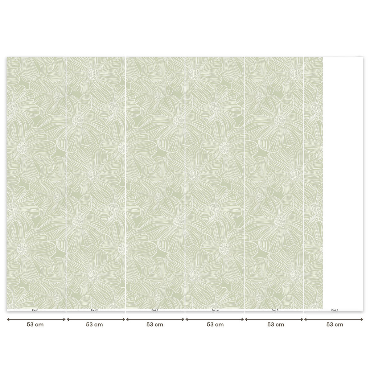 TAPETE - Gelassenheit - Blumen - Grün - 280x220 cm - Salbeigrün, Papier (280/220cm) - OnlyWow