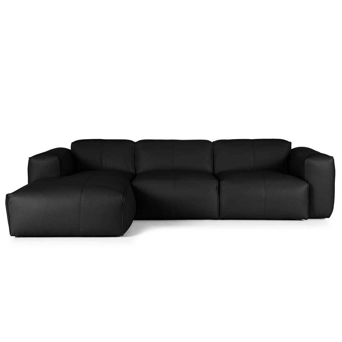 3-SITZER ECKSOFA mit Longchair - Schwarz, Leder/Kunststoff (284/173cm) - home24