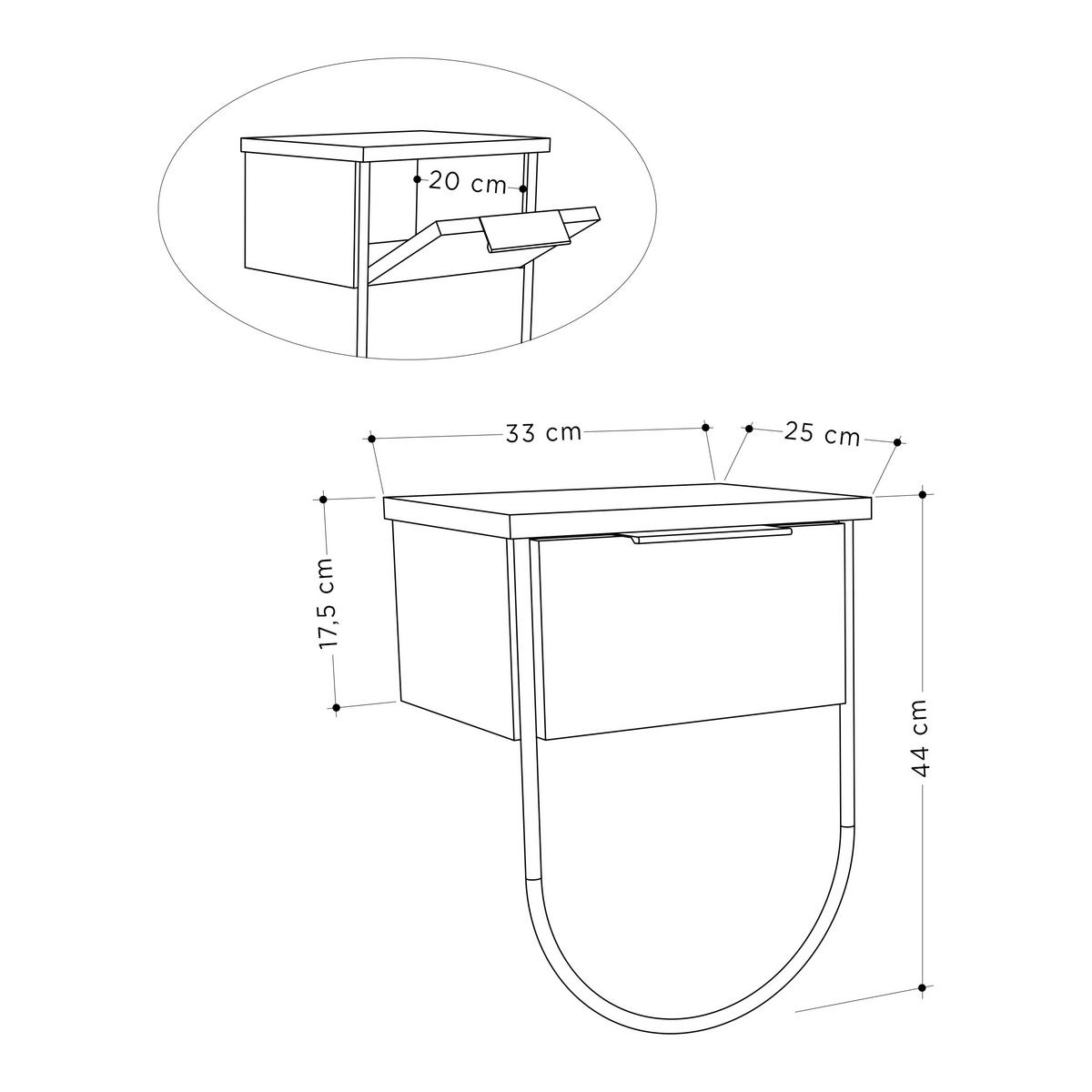NACHTTISCH Norfolk Eiche 33/44/25 cm - Eichefarben, Holzwerkstoff (33/44/25cm) - Decortie