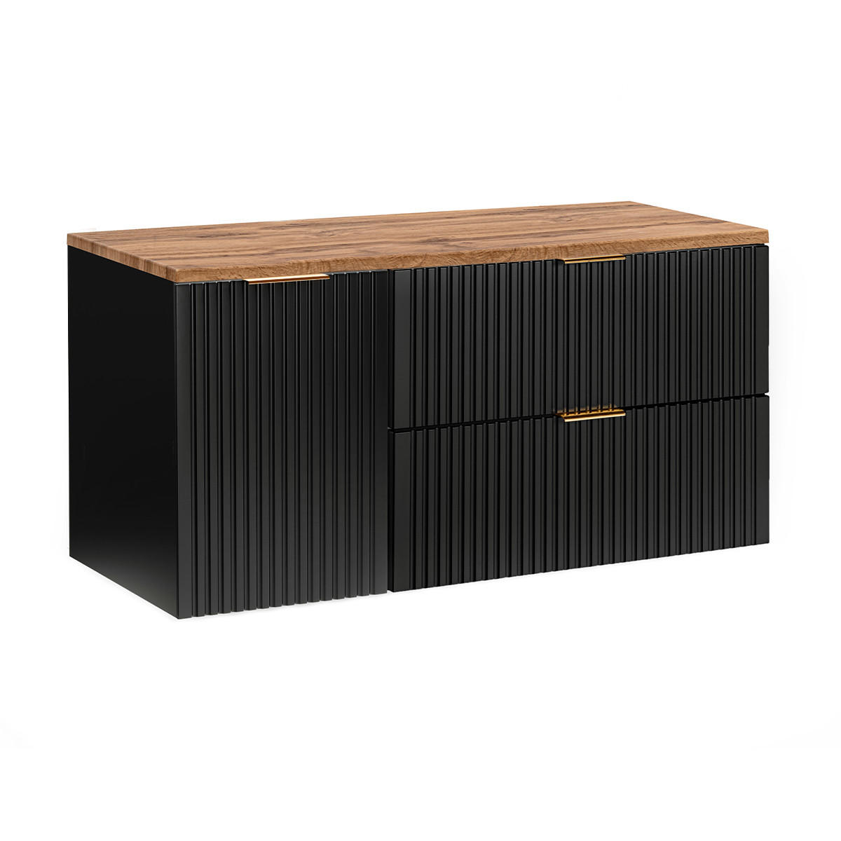 WASCHTISCHUNTERSCHRANK 120.8cm Adriel Schwarz und Holz - Schwarz, Holzwerkstoff (120.8/59/46cm) - Petits-meubles