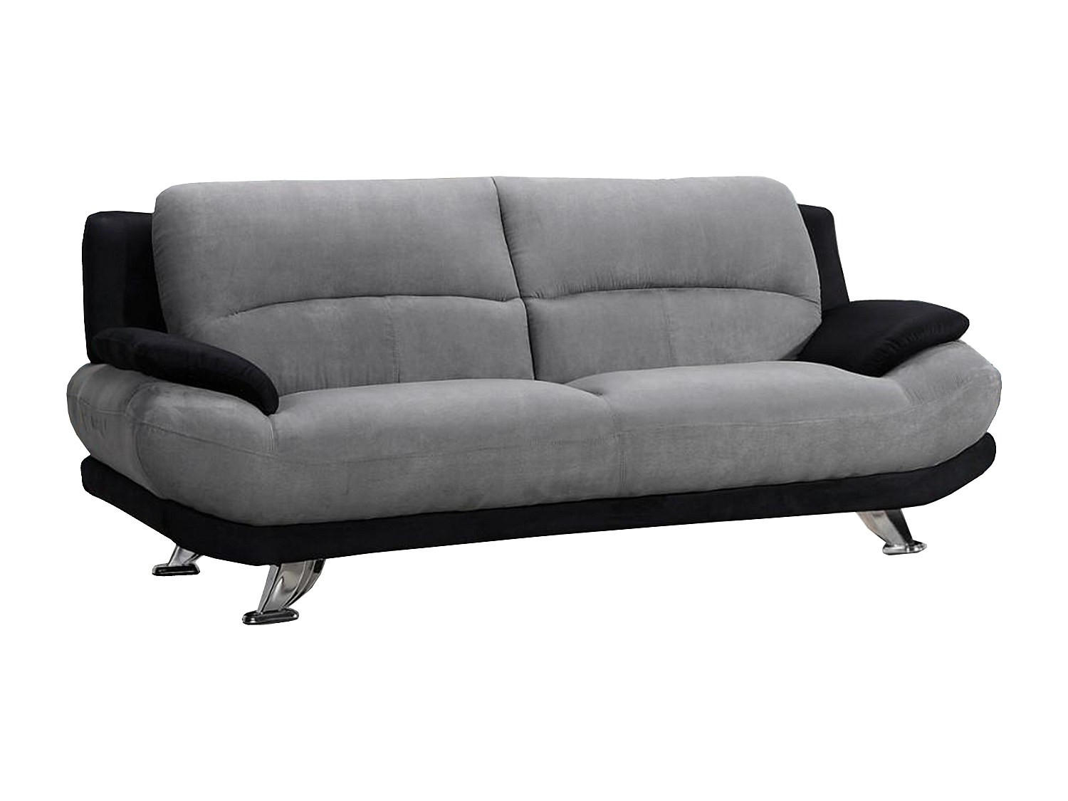 SOFA 3-Sitzer - Microfaser - Grau & Schwarz - MUSKO - Schwarz, Textil (200/89/91cm) - Vente-Unique