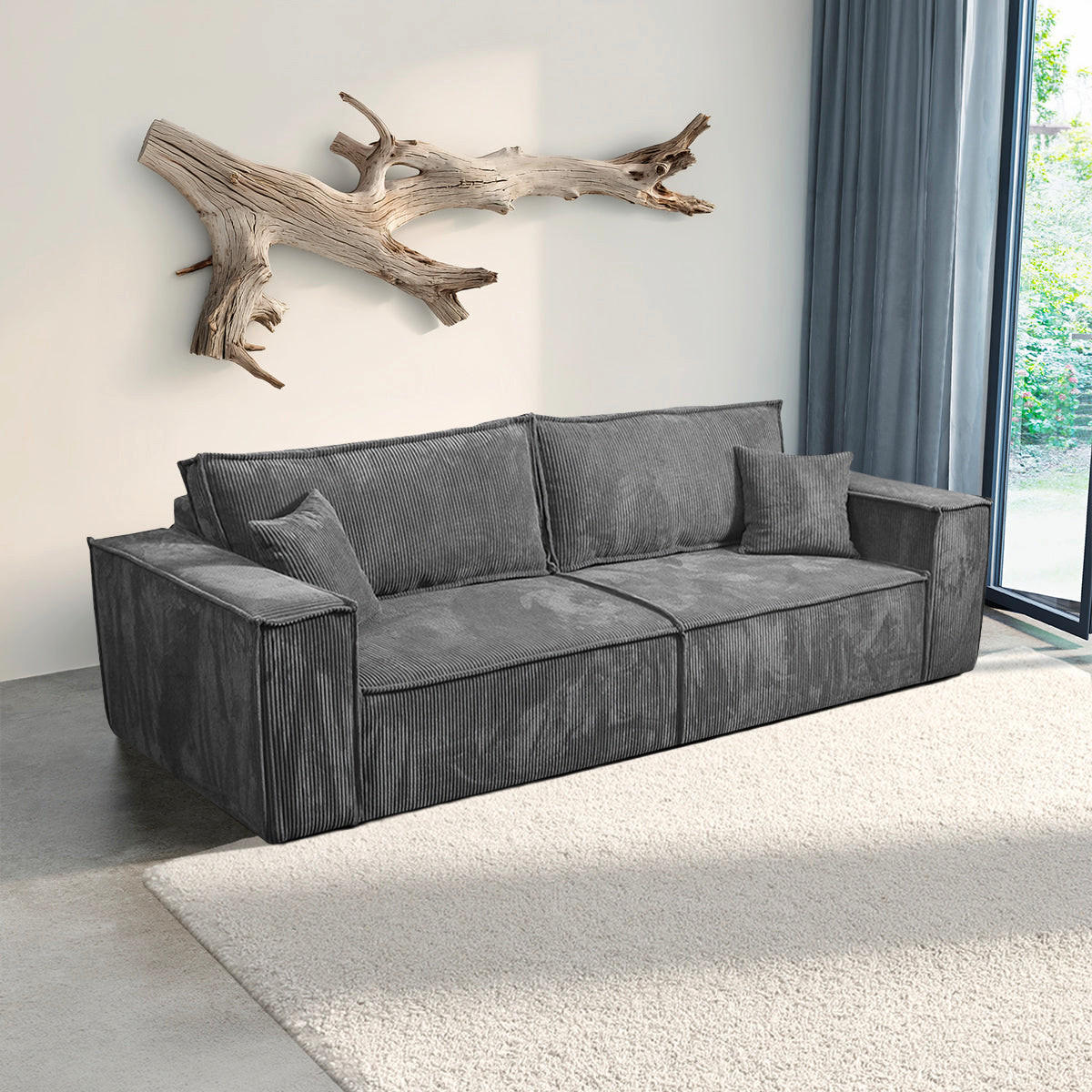 SOFA Isaac 4 Sitzplätze Grau - Grau, Holzwerkstoff (255/85/105cm) - Petits-meubles