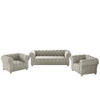 SITZGARNITUR 3+1+1 CHESTERFIELD Elegant Klassisch Schick Stoff Whisper Creme - Creme, Holz (202/77/90cm) - Kaiser Möbel