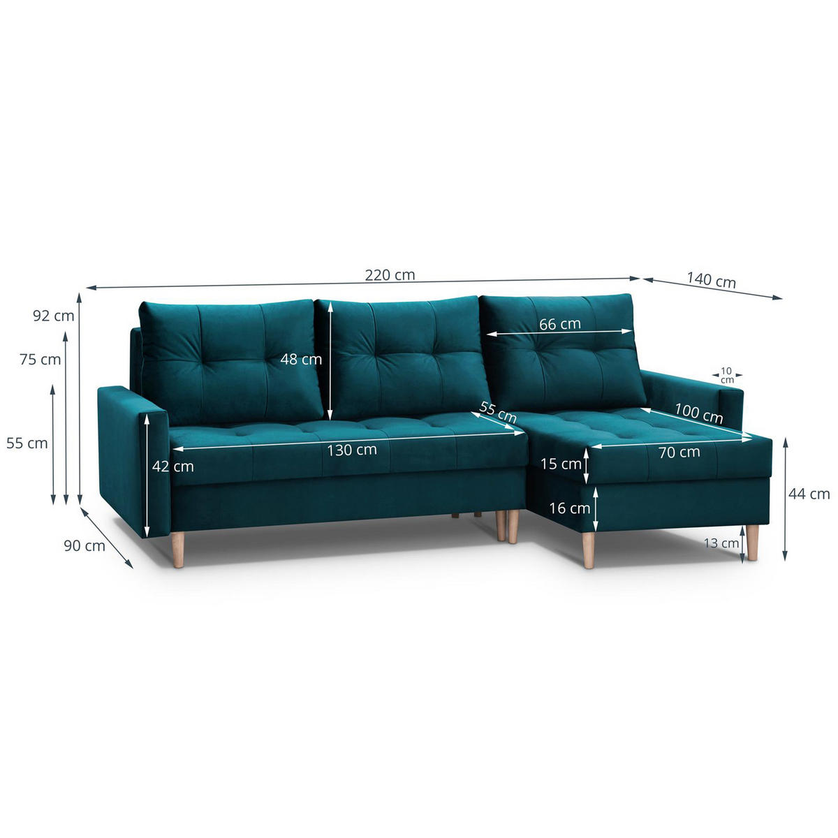 ROHOVÁ POHOVKA Halant s úložným prostorem, univerzální otoman, velurová látka, tyrkysová - tyrkysová, textil (220/140cm) - Beautysofa