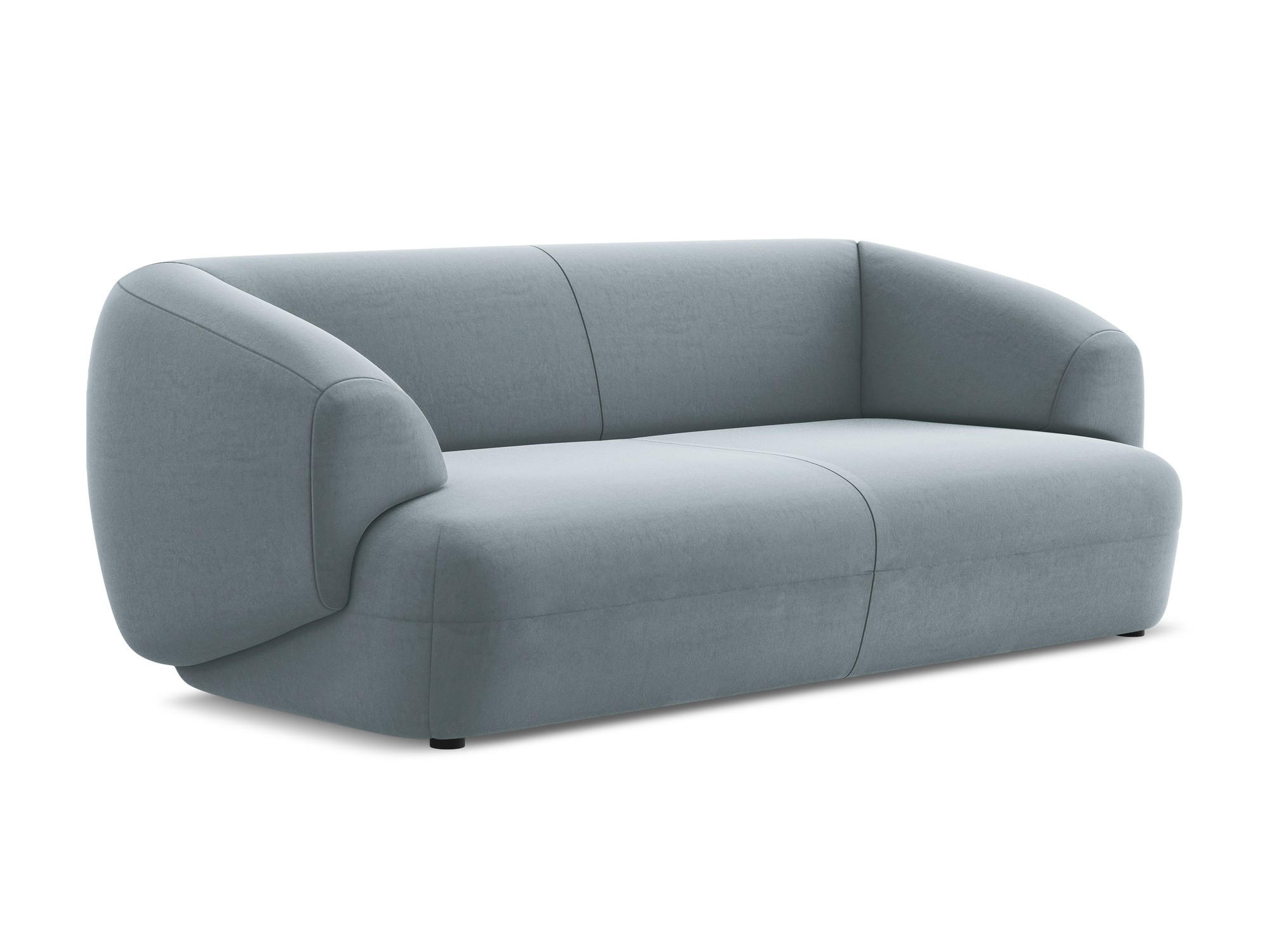 3-SITZER SOFA Samt Stoff Blau - Blau/Schwarz, Kunststoff/Textil (212/81/98cm) - Makamii