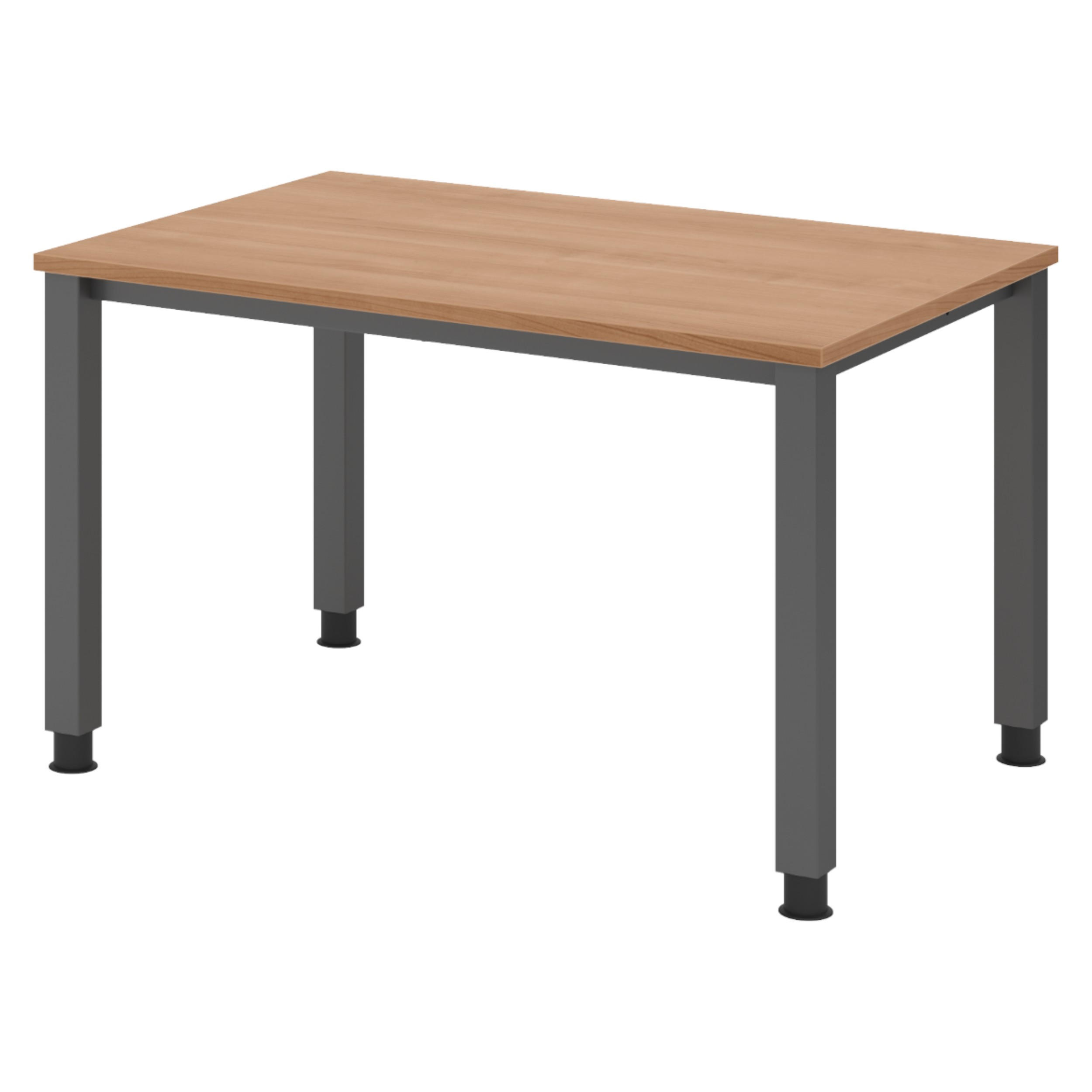 SCHREIBTISCH Serie-Q Gestell: Graphit 80/120/74 cm in Nussbaumfarben - Nussbaumfarben, Holzwerkstoff (80/120/74cm) - bümö