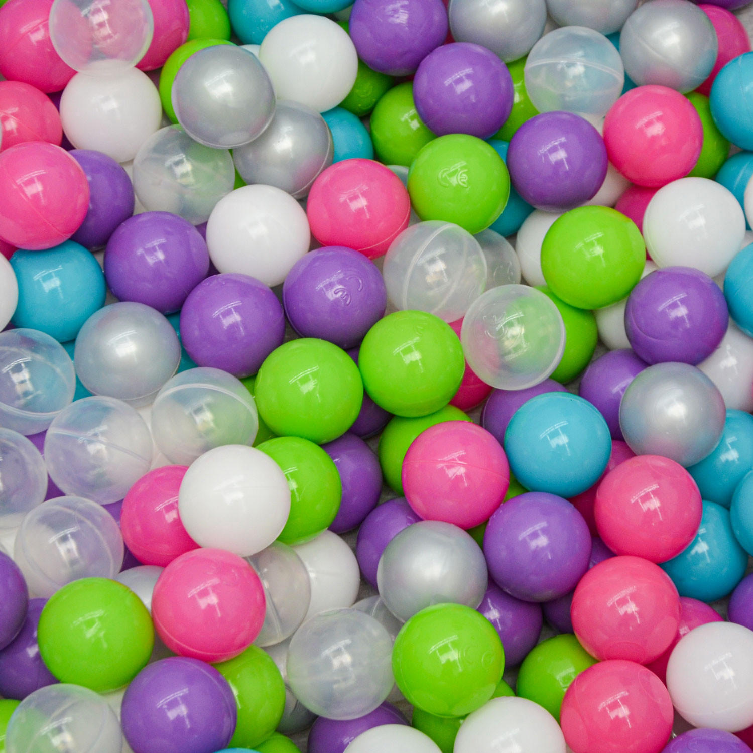 BÄLLEBAD-BÄLLE 350 Stück, Pink/Lila/Türkis/Grün/Grau/Weiß/Transparent, 5.5 cm - Multicolor, Kunststoff (5.5/5.5/5.5cm) - Littletom