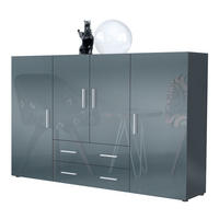 HIGHBOARD Nora Türen in Grau Hochglanz - Grau, Holzwerkstoff (166/106/35cm) - Vladon