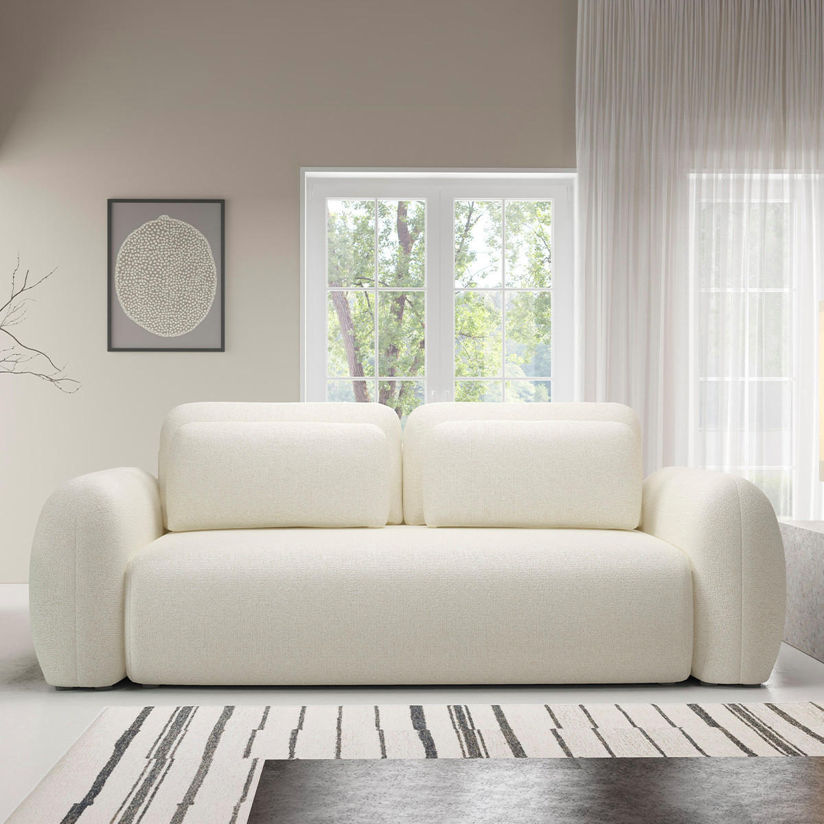SOFA Carmela 3 Sitzplätze Weiß - Weiß, Holz (266/95/121cm) - Petits-meubles