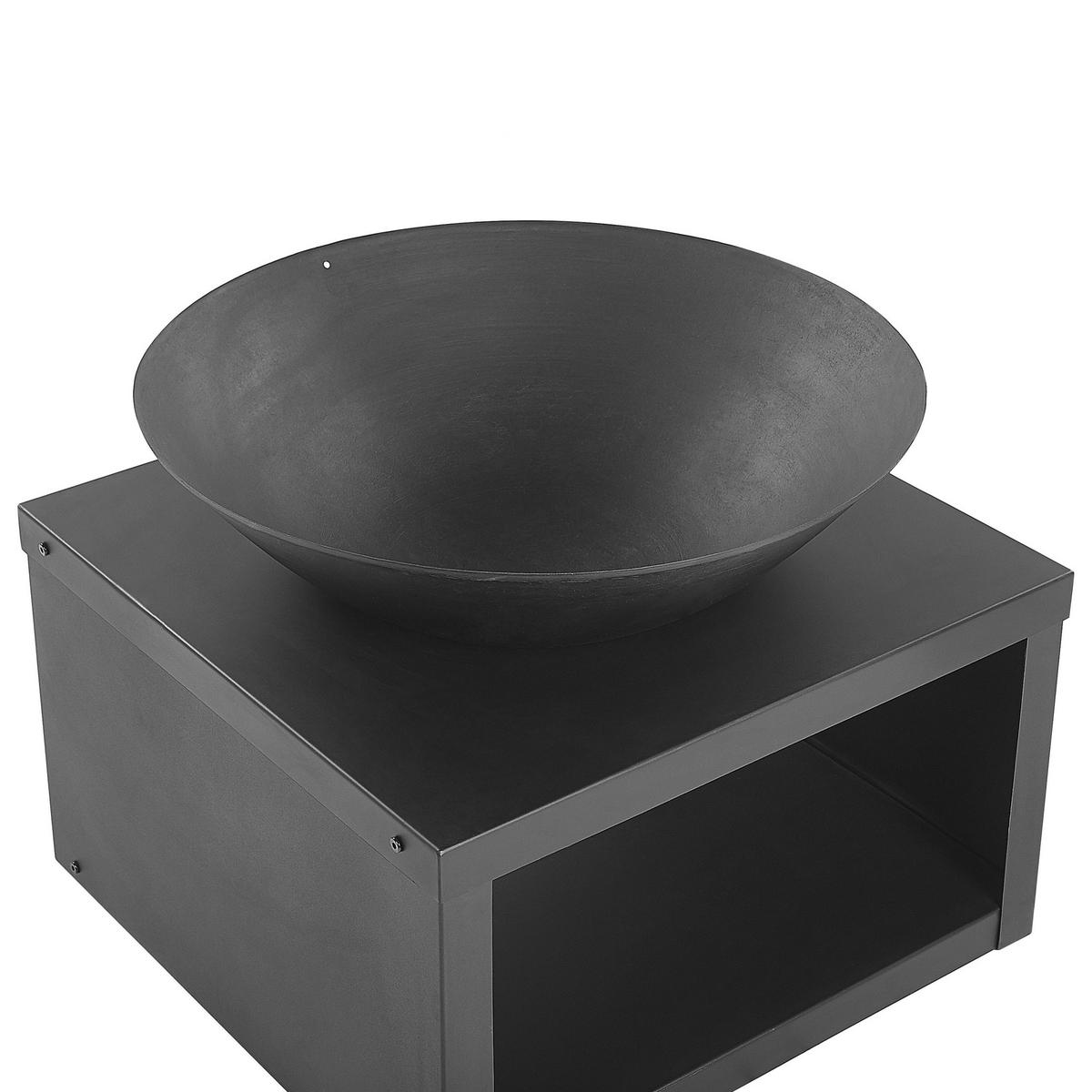 FEUERSTELLE Stah schwarz rund mit Holzablage Tanara - Schwarz, Metall (60/50/60cm)