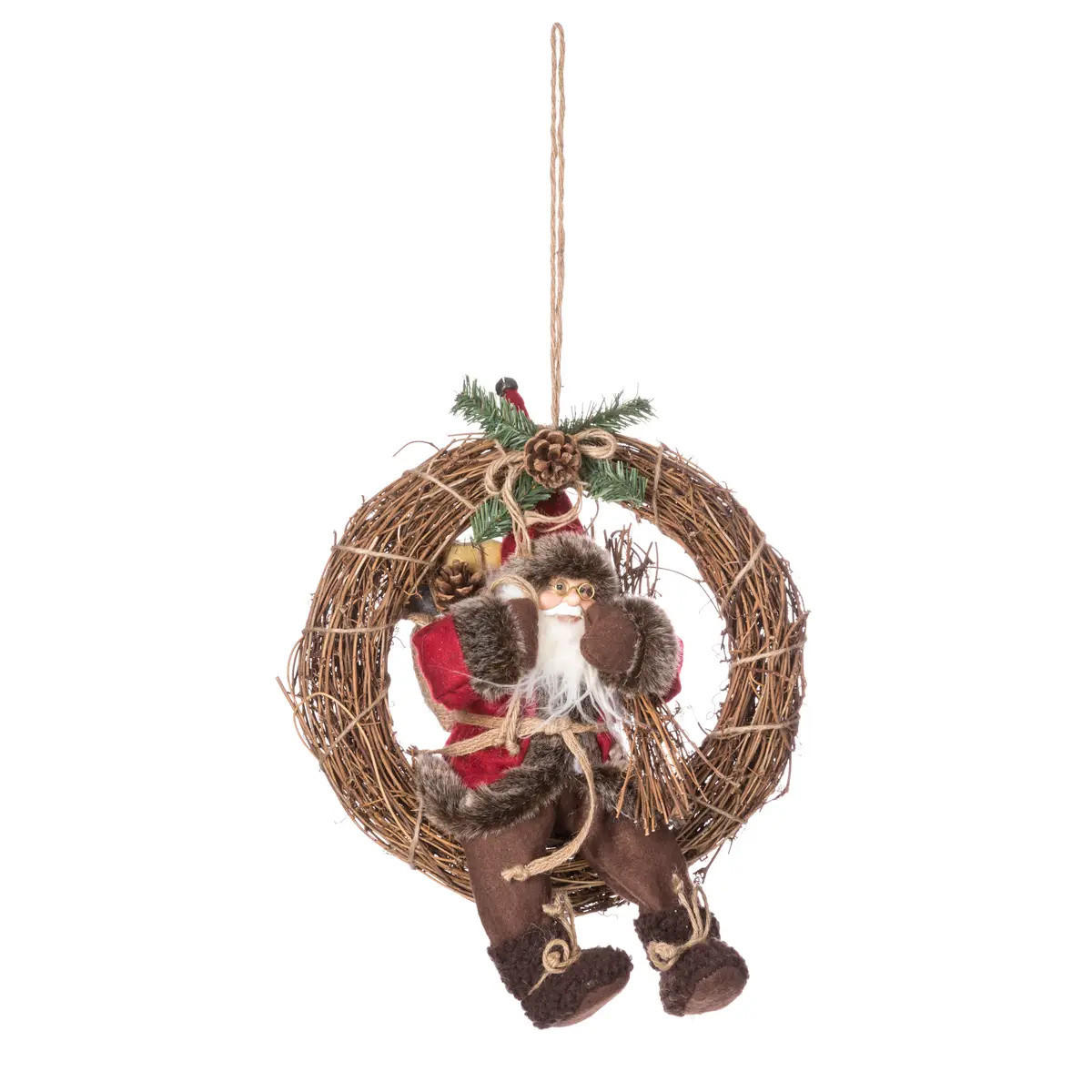WEIHNACHTSKRANZ mit Weihnachtsmann 28,6/9/39,7 cm - Multicolor, Textil (9/39.7/28.6cm) - Atmosphera Createur d´interieur