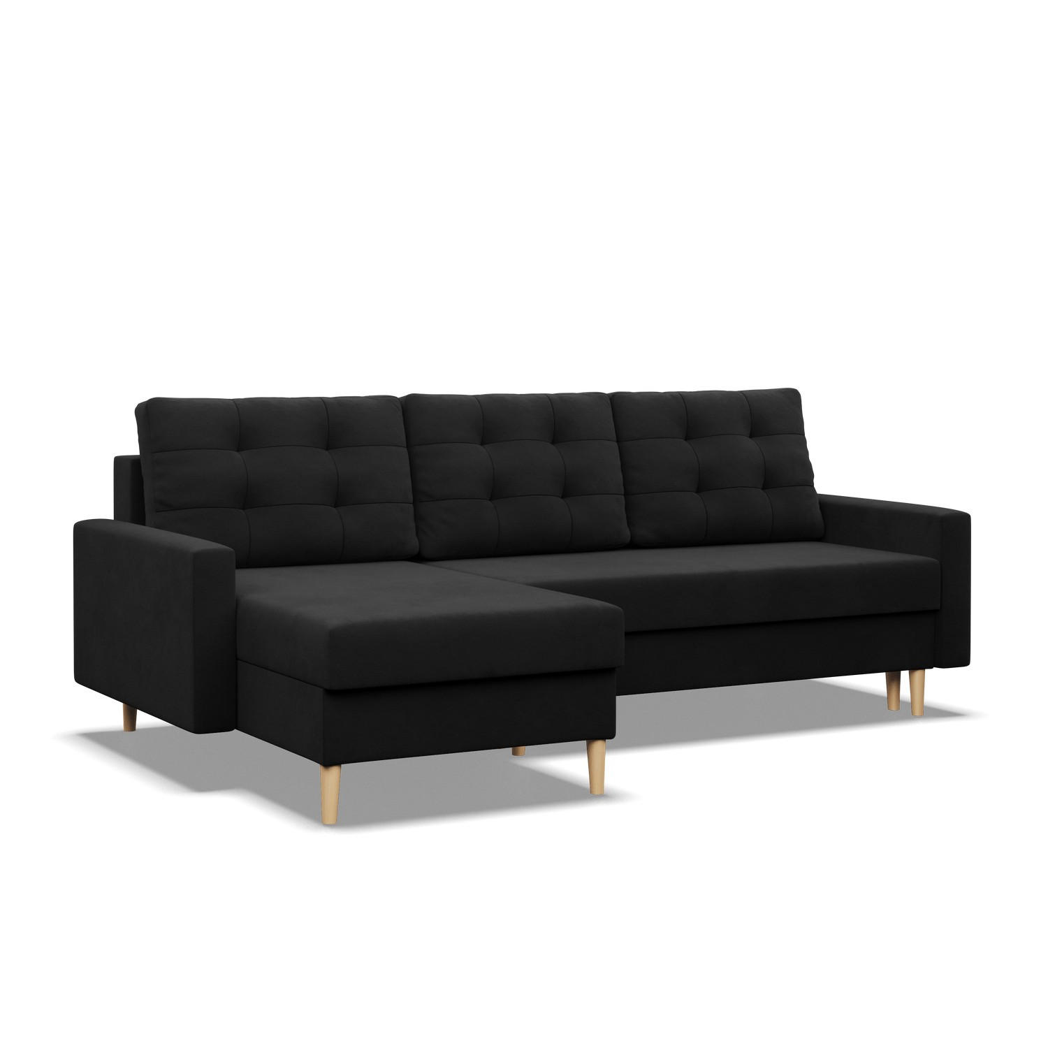 ECKSOFA MIT SCHLAFFUNKTION BLANK, Schwarz - Schwarz, Textil (223/140cm) - Mebligo