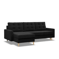 ECKSOFA MIT SCHLAFFUNKTION BLANK, Schwarz - Schwarz, Textil (223/140cm) - Mebligo