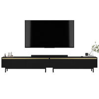 TV-LOWBOARD 2-er Set Selene Schwarz Matt mit Metallrahmen 140 cm - Schwarz, Holzwerkstoff/Metall (280/44/35cm) - Meble Lindner
