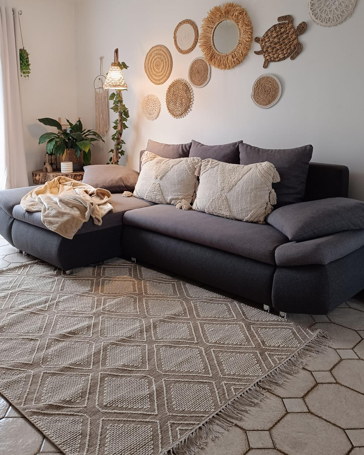 COVOR CU FIR SCURT Kacem 230/160 cm - bej, material textil (160/230cm) - Beliani