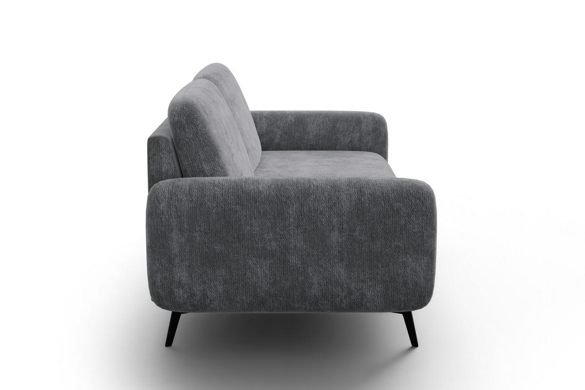 SOFA FEBE 3-Sitzer, grauer Chenille-Stoff - Schwarz/Grau, Holz/Textil (190/82/96cm) - Wozimo