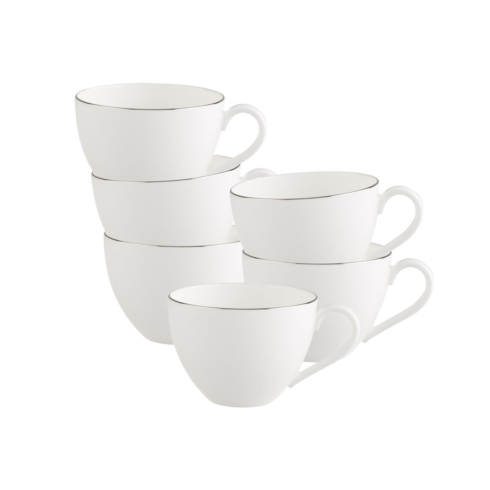 KAFFEETASSEN Anmut Platinum No.1 weiß 150 ml 6er Set - Weiß, Keramik (0.15L) - Villeroy & Boch