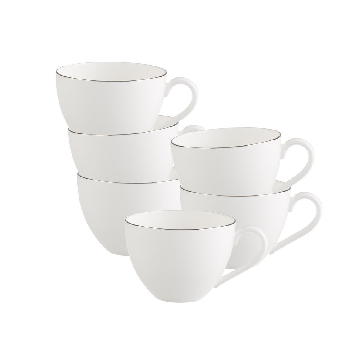 KAFFEETASSEN Anmut Platinum No.1 weiß 150 ml 6er Set - Weiß, Keramik (0.15L) - Villeroy & Boch