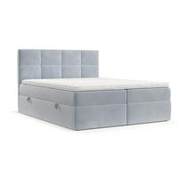 BOXBETT Oris 180/200 cm Hellgrau im Paros Stoff - Hellgrau/Schwarz, Holz/Holzwerkstoff (180/200cm) - AltaBeds