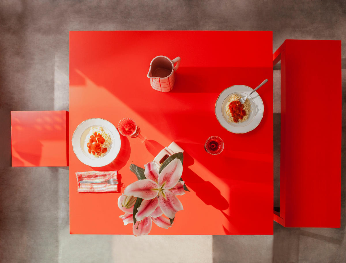ESSTISCH Quadratischer mit laminiertem , 100/100 cm, Rot - Rot, Holzwerkstoff (100/100/75cm) - RNT By Really Nice Things