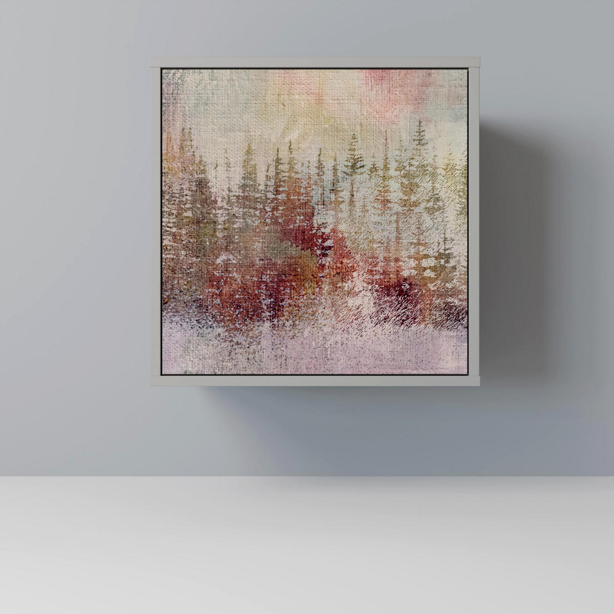 SIDEBOARD VEILED SUMMIT, Grau, 57,5x42x57,5 cm, Ohne Füße - Multicolor/Grau, Holzwerkstoff (57.5/57.5/42cm) - SpaceRebels
