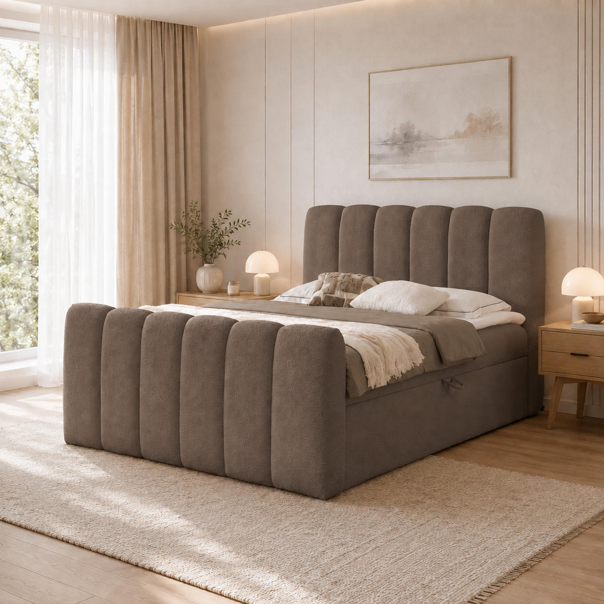 BOXBETT mit Topper und Stauraum 120x200 cm in Braun - Braun, Textil (120/200cm) - Home Collective