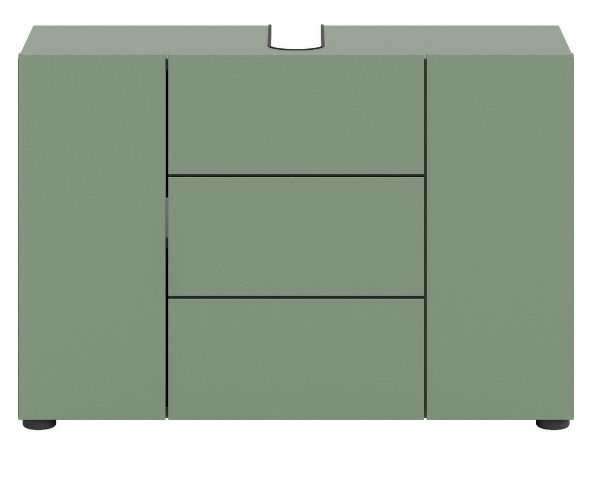 WASCHBECKENUNTERSCHRANK grün, Badezimmer Unterschrank 82 x 56 cm - Schwarz/Grün, Holzwerkstoff/Kunststoff (38/56/34cm) - Inn.Furn