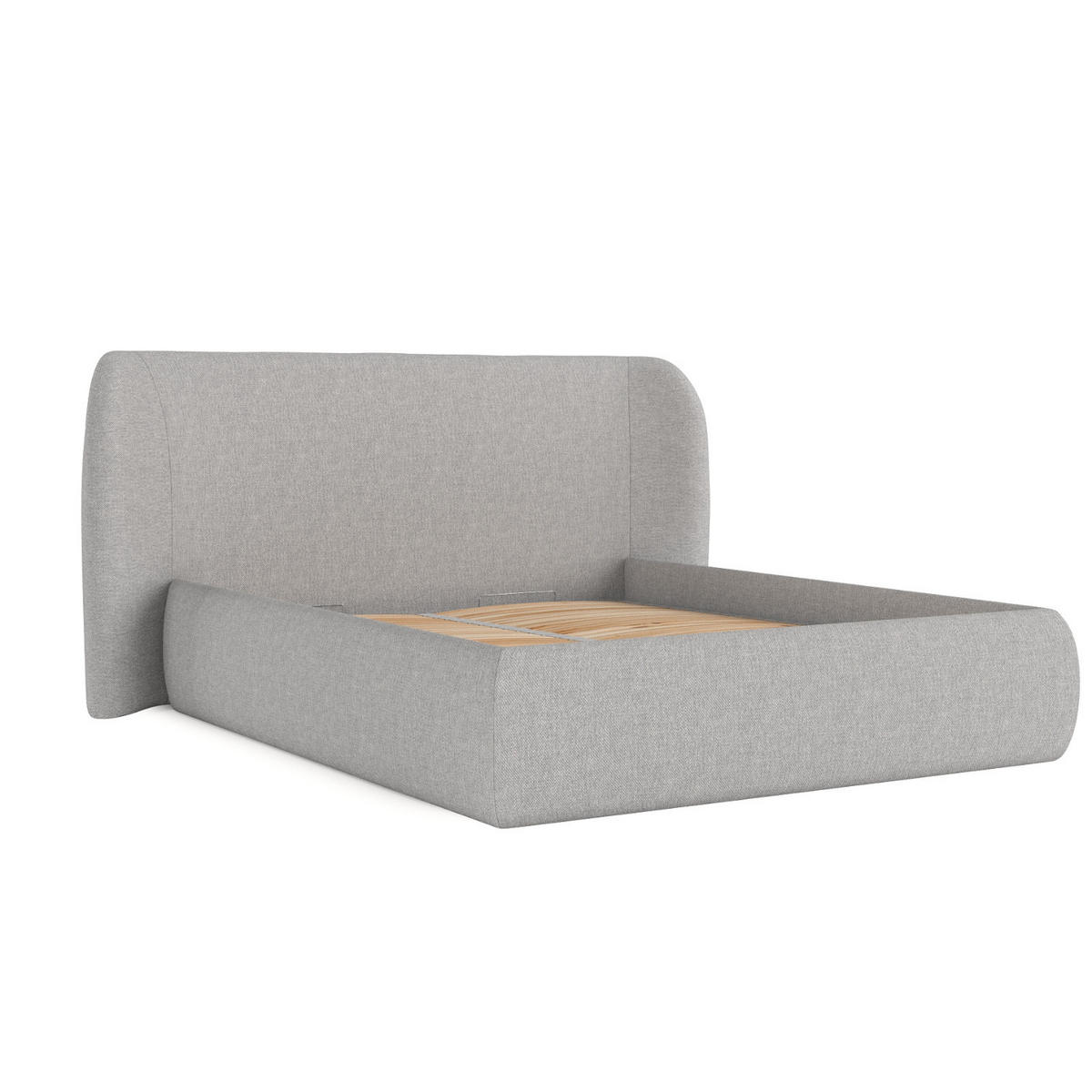 POLSTERBETT Bellano mit Stauraum 180/200 cm Grau im Megan Stoff - Schwarz/Naturfarben, Holz/Holzwerkstoff (180/200cm) - AltaBeds