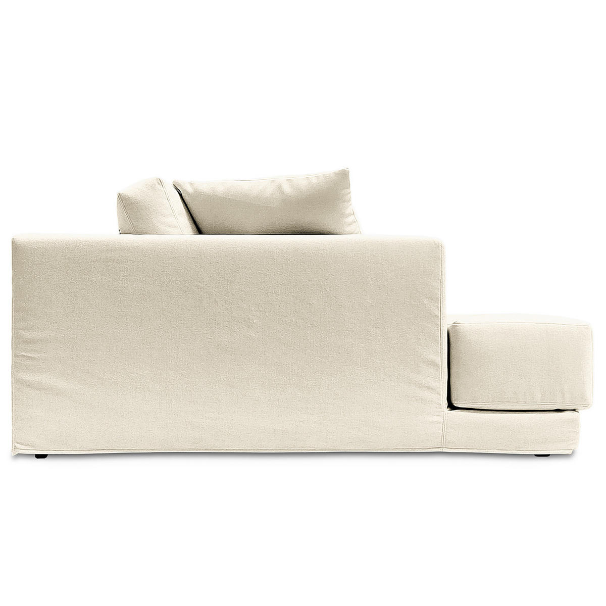 ECKSOFA mit Wechselbezug - Longchair, Webstoff - Creme/Schwarz, Kunststoff/Textil (260/155cm) - home24