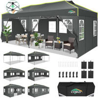FALTPAVILLON 3x6m grau mit 6 Seitenwänden und Ein-Knopf-Zentralverriegelung - Grau, Textil (300/298.2/600cm)