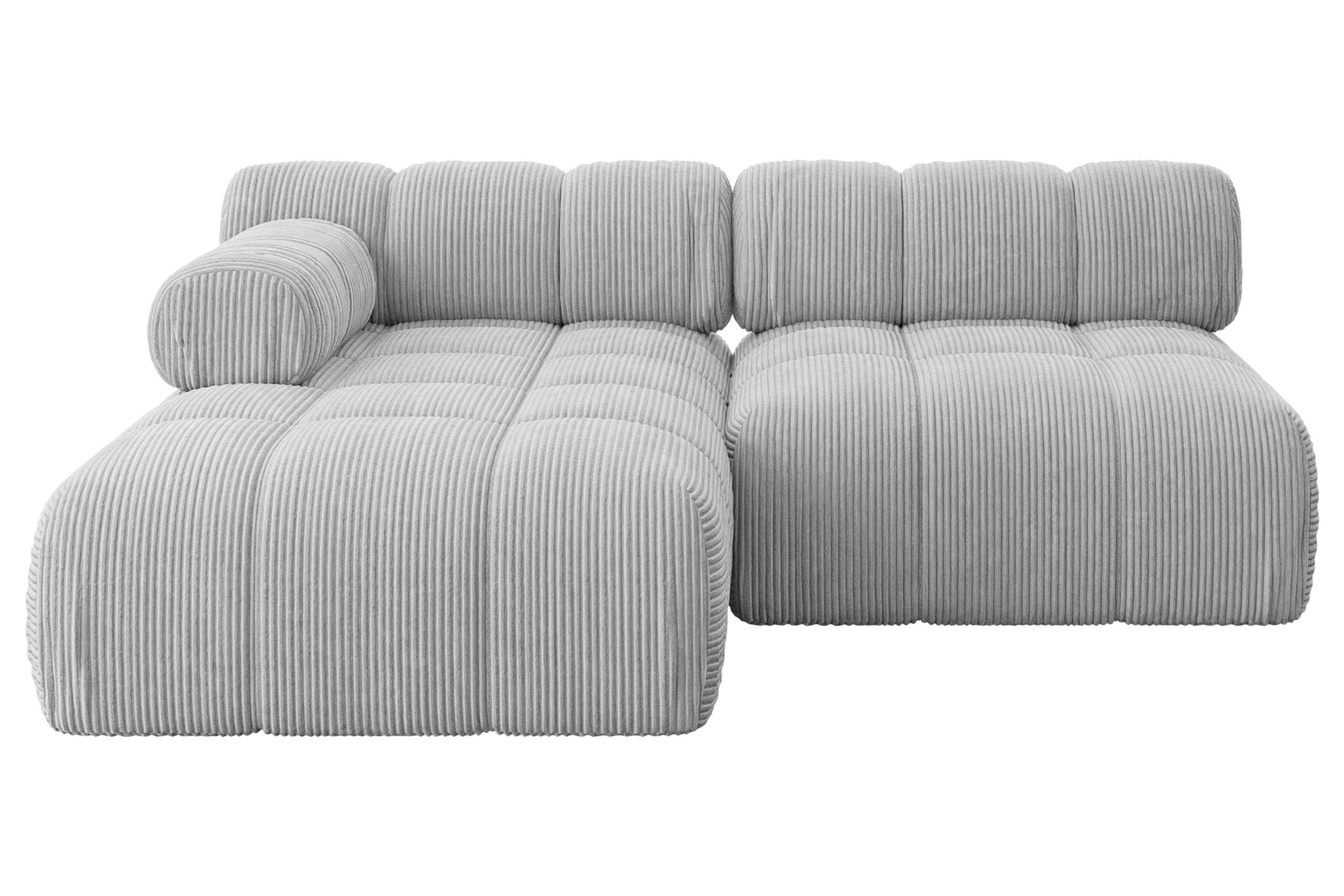 ECKSOFA modulares Sofa Razon-L1 - 190x160x70 cm Grau Cord - Grau, Holzwerkstoff/Textil (190/160cm) - ALTDECOR