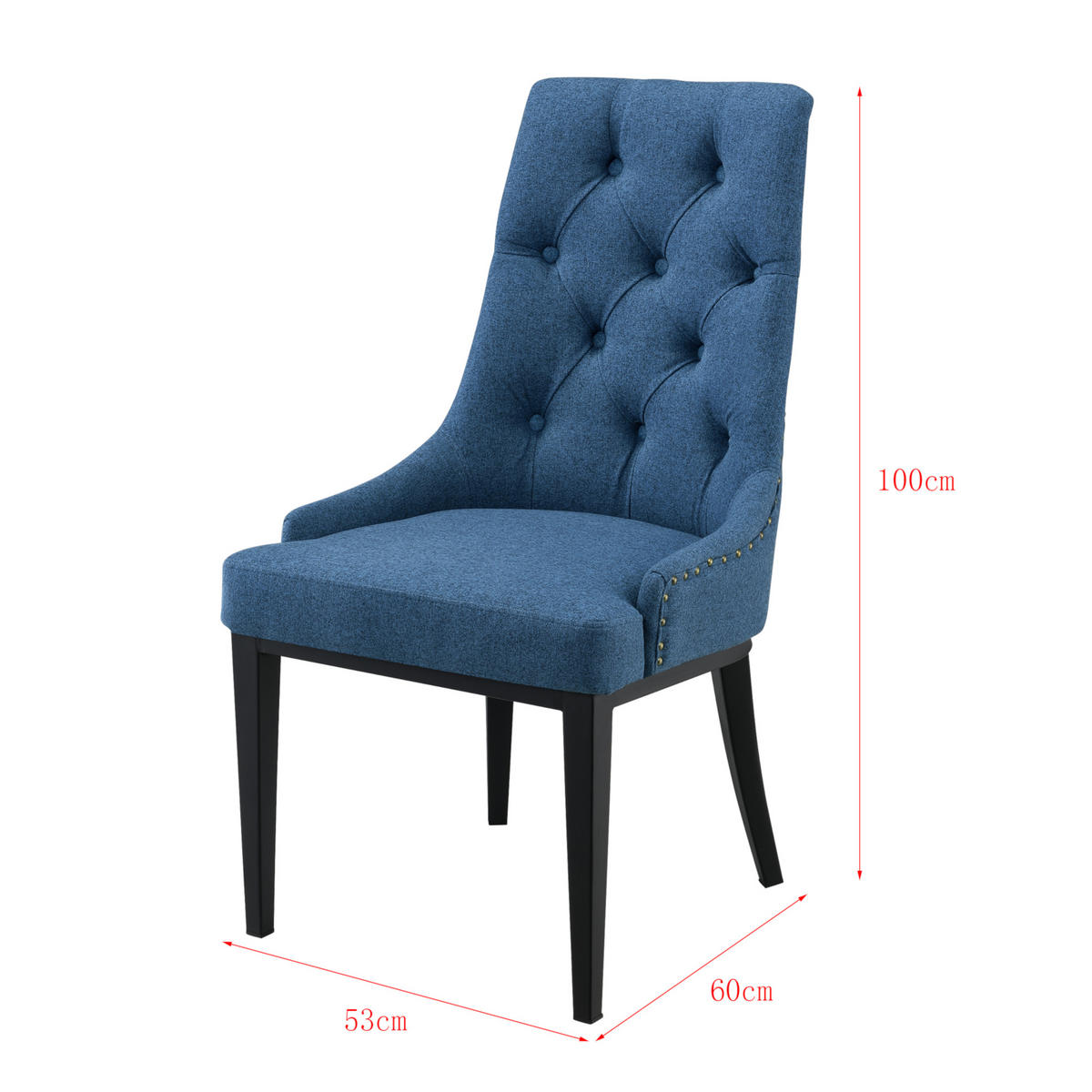 ESSZIMMERSTUHL Chester - Blau, Textil (53/100/60cm) - [en.casa]