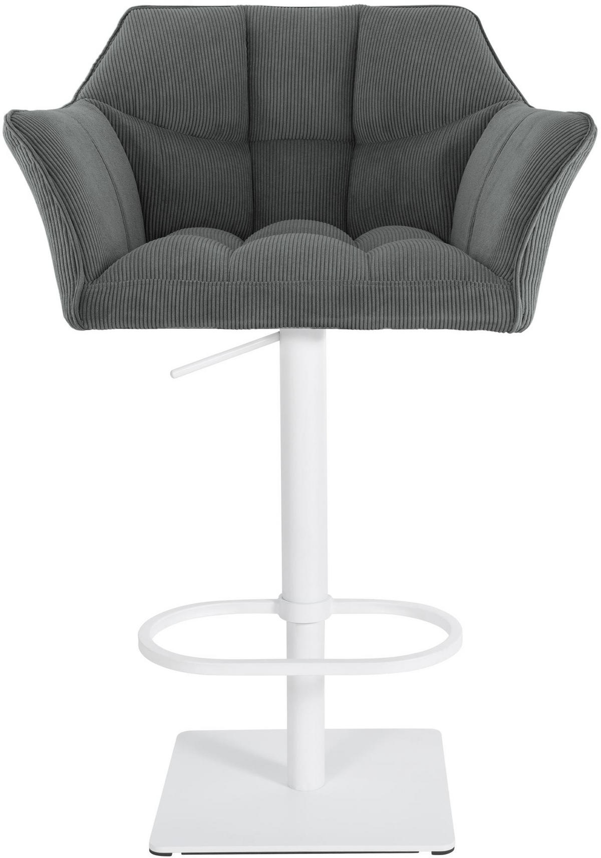 BARHOCKER Cord Grau - Weiß/Grau, Textil/Metall (64/88/45cm) - CLP