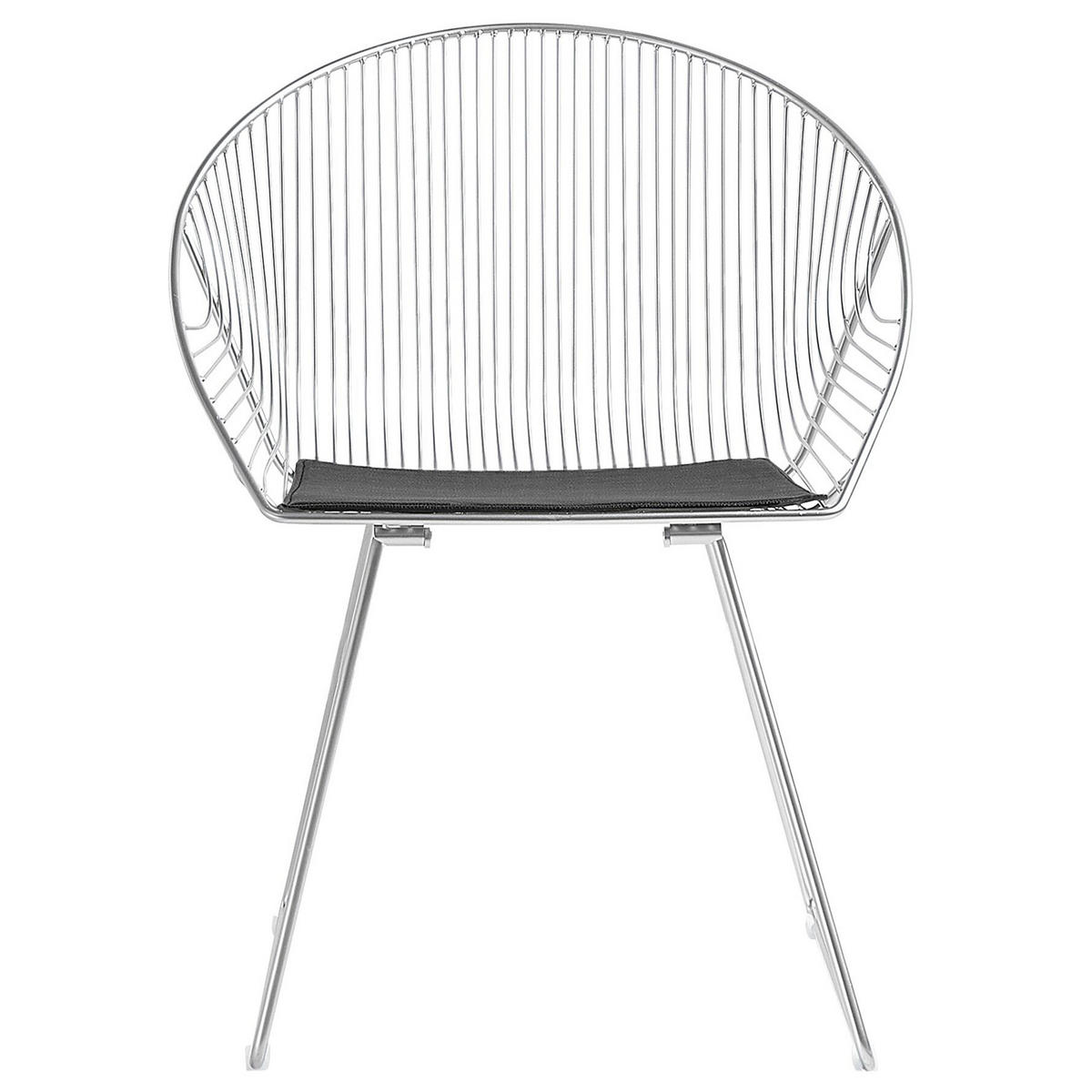 METALLSTUHL 2er-Set Polyester Silber Aurora - Silberfarben, Textil/Metall (65/77/54cm) - Beliani