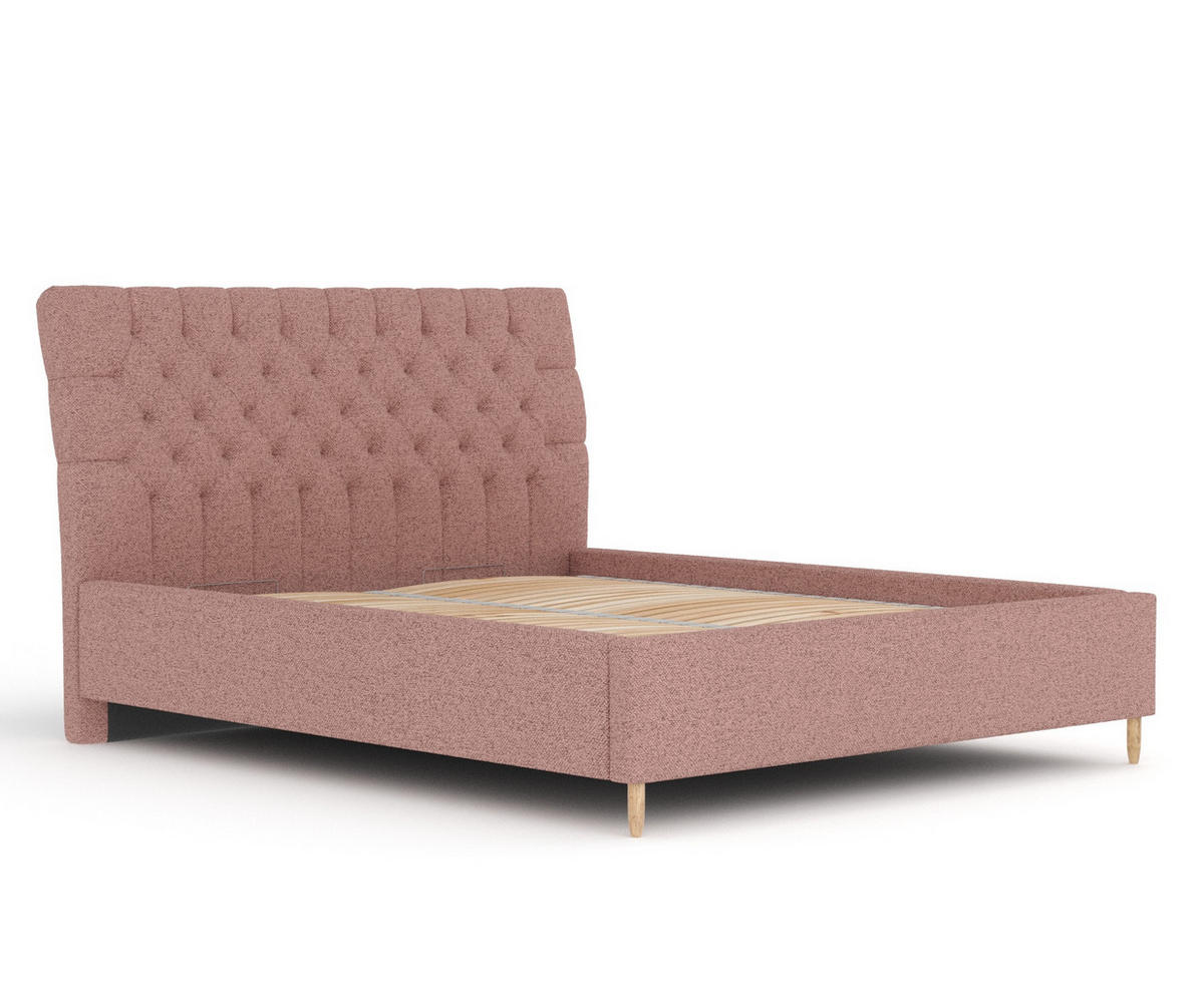 POLSTERBETT Vezzola Rosa 140/200 cm im Webstoff - Pink/Naturfarben, Holz/Holzwerkstoff (140/200cm) - Maison de Reve