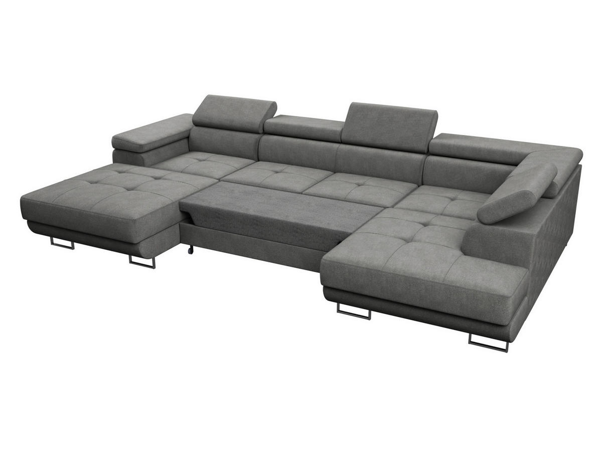 WOHNLANDSCHAFT Caris U, Seite: Links - Grün, Holz/Textil (348/90/205cm) - Sofnet