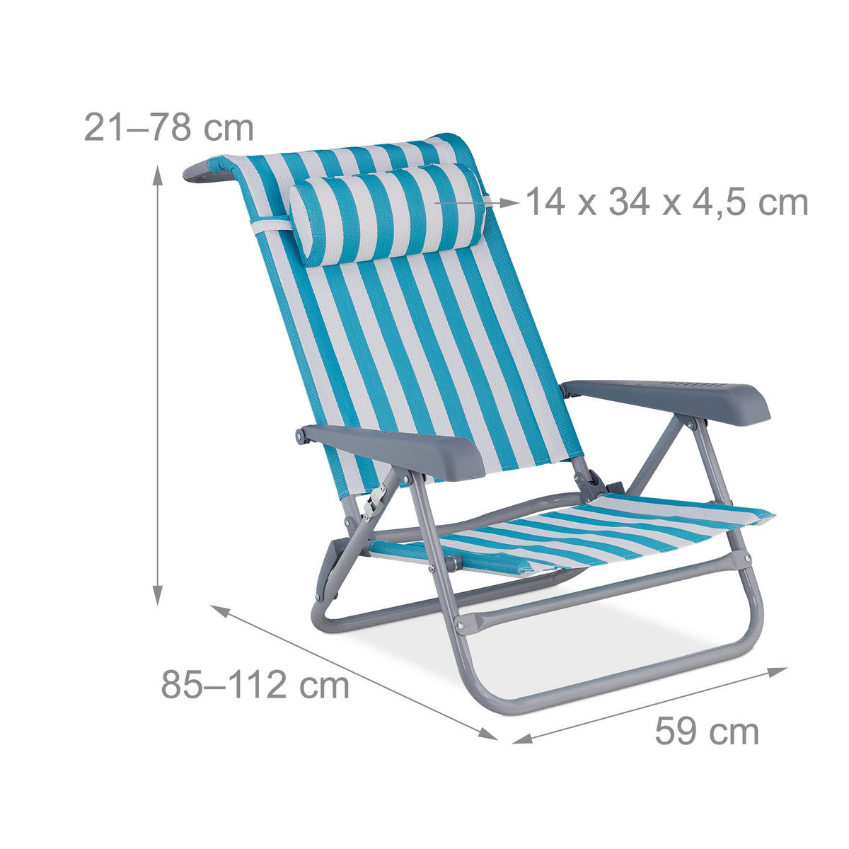 KLAPPLIEGESTUHL - Multicolor, Kunststoff/Textil (59/78/85cm) - Relaxdays