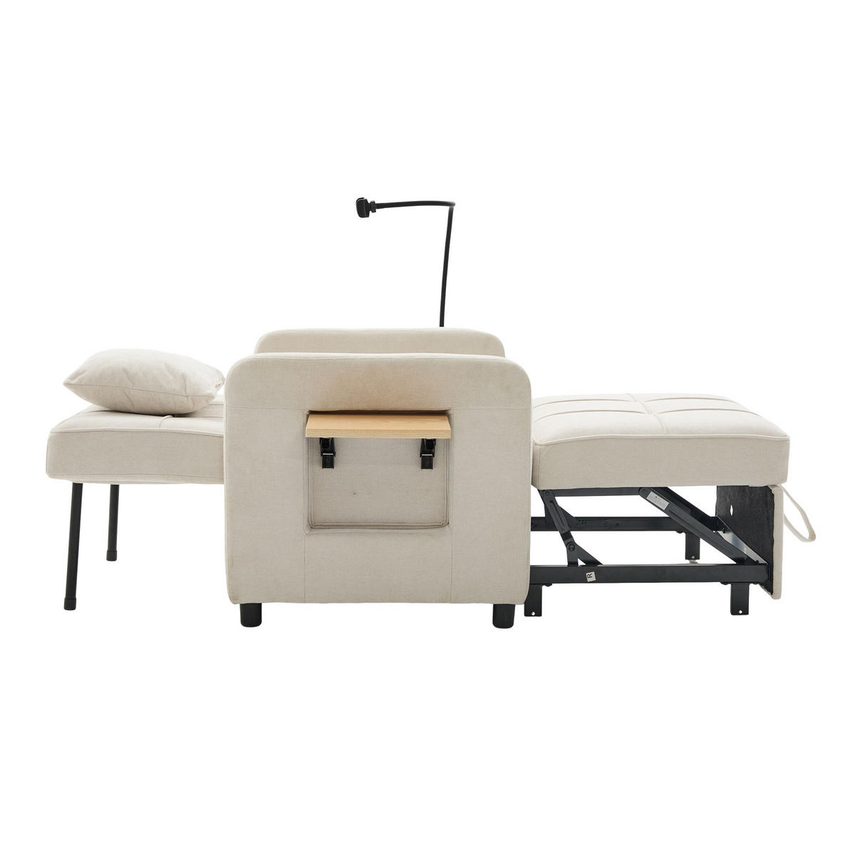 FERNSEHSESSEL 2 in 1 Relaxsessel,Polsterliege mit Schlaffunktion, Stauraum,Chenille,Beige - Beige, Textil (79/83/167cm) - LVHOM